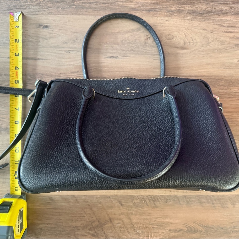 Kate Spade Black Pebbled Satchel with crossbody strap